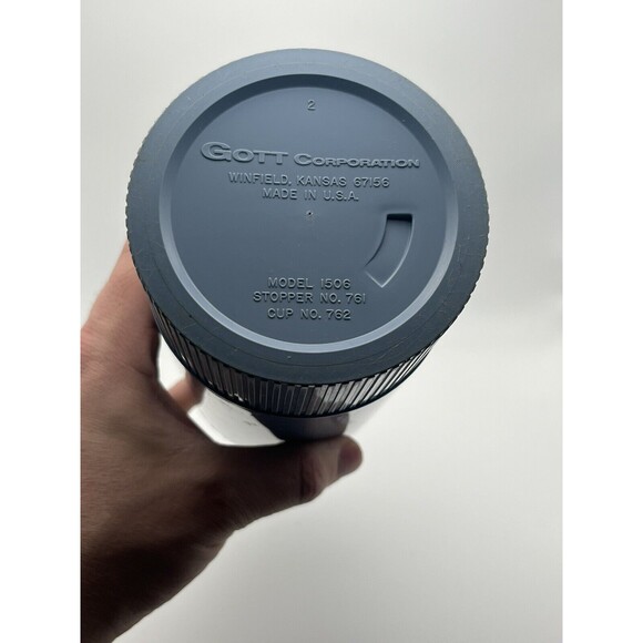 Vintage GOTT Blue Vacuum Bottle Thermos Cup Model 1506 - Pre Owned - Picture 4 of 6